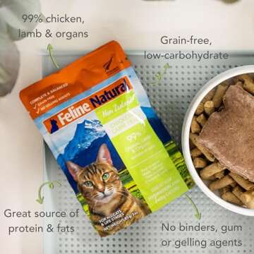 Feline Natural Wet Cat Food Pate, Chicken & Lamb Feast, 3 Oz Single Serve Pouch (Pack of 12) - Grain...
