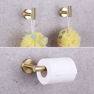 GERZWY Bathroom 3-Pieces Hardware Accessories Sets (2X Coat Hook Toilet Paper Holder) SUS 304 Stainl...