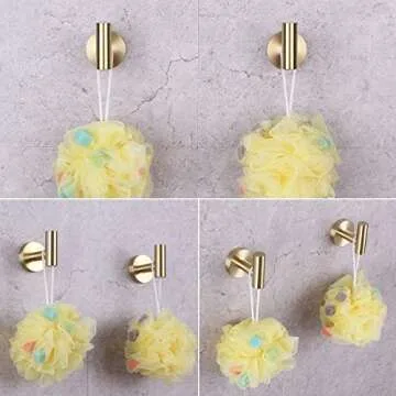 GERZWY Bathroom 3-Pieces Hardware Accessories Sets (2X Coat Hook Toilet Paper Holder) SUS 304 Stainless Steel Brushed PVD Zirconium Gold Finish