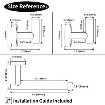 GERZWY Bathroom 3-Pieces Hardware Accessories Sets (2X Coat Hook Toilet Paper Holder) SUS 304 Stainless Steel Brushed PVD Zirconium Gold Finish