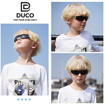 DUCO Sports Polarized Kids Sunglasses Boys Girls Unbreakable Youth Baseball Shades UV400 Protection ...