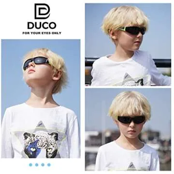 DUCO Sports Polarized Kids Sunglasses for Ages 6-10 - Unbreakable Baseball Shades with UV400 Protect...