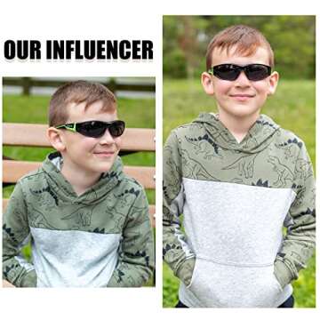 DUCO Sports Polarized Kids Sunglasses Boys Girls Unbreakable Youth Baseball Shades UV400 Protection Age 6-10 K001