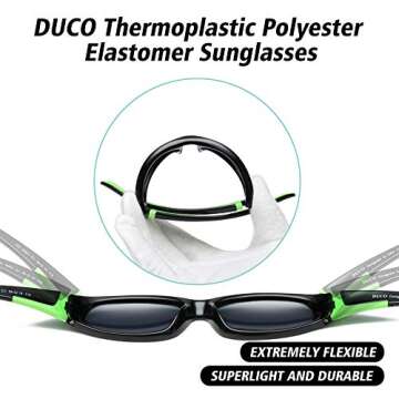 DUCO Sports Polarized Kids Sunglasses Boys Girls Unbreakable Youth Baseball Shades UV400 Protection Age 6-10 K001