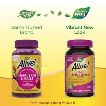 Nature's Way Alive! Hair, Skin & Nails Gummies, Advanced Beauty Formula*, with Biotin and Collagen, ...