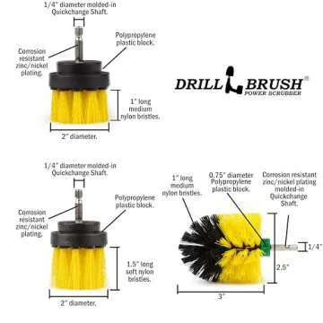 Bathroom Accessories - Drill Brush Cleaning Kit - Shower Cleaner - Bathroom Cleaning Brush Set - Bathtub - Bath Mat - Sink - Tile - Grout Cleaner - Porcelain - Fiberglass - Cast Iron - Tub - Flooring