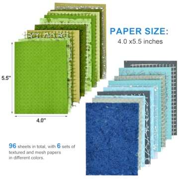 96 Sheets Scrapbook Paper - Textured Paper & Mesh Fabrics Stickers Assorted Set - 6 Pack Mixed Decorative Craft Paper for Scrapbook Supplies, Junk Journal Stickers, Collage Card Embellishments 4x5.5"