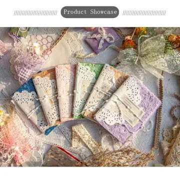 96 Sheets Scrapbook Paper - Textured Paper & Mesh Fabrics Stickers Assorted Set - 6 Pack Mixed Decorative Craft Paper for Scrapbook Supplies, Junk Journal Stickers, Collage Card Embellishments 4x5.5"