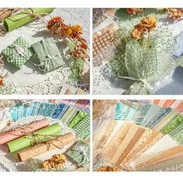 96 Sheets Scrapbook Paper - Textured Paper & Mesh Fabrics Stickers Assorted Set - 6 Pack Mixed Decorative Craft Paper for Scrapbook Supplies, Junk Journal Stickers, Collage Card Embellishments 4x5.5"