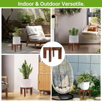 hismocal Wood Plant Stand Indoor and Outdoor Use