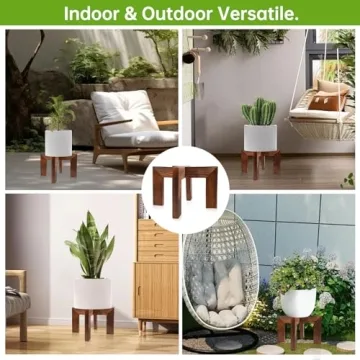 hismocal Wood Plant Stand Indoor and Outdoor Use