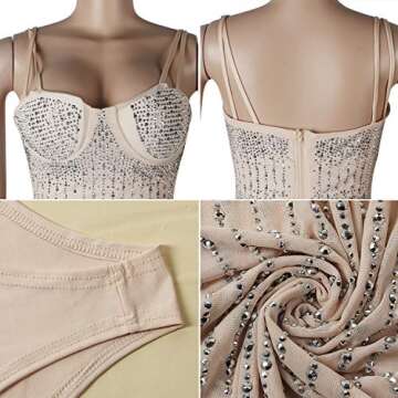 Women Long Sleeve Birthday Dresses Sexy hot Diamond Process Sexy Dress Party Club Night Dress (Khaki 10, Small, s)