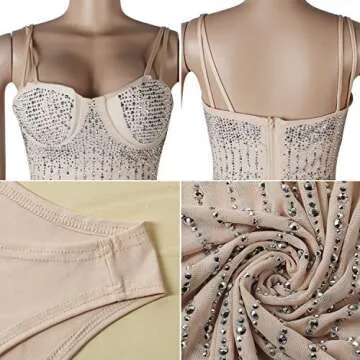 Women Long Sleeve Birthday Dresses Sexy hot Diamond Process Sexy Dress Party Club Night Dress (Khaki 10, Small, s)