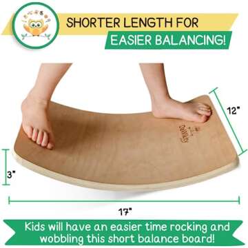 DaWikity Kids Balance Board - Wooden Wobble Board for Kids - Compact Balancing Trainer - Poplar Core...