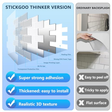 Durable STICKGOO Peel and Stick Subway Tile Set