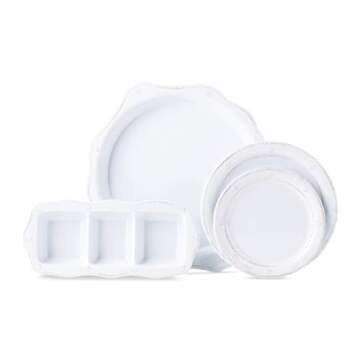 Juliska Berry & Thread Melamine 3-Section Server - Whitewash, Melamine Serving Tray - Unbreakable, W...