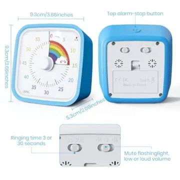 Yunbaoit Visual Timer with Protective Case, Rainbow Disk 60 Minute Countdown Timer for Kids and Adults, Silent Time Management Tool(Blue Rainbow)
