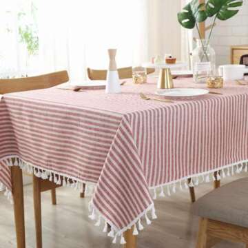 ColorBird Stripe Cotton Linen Tablecloth for Dining