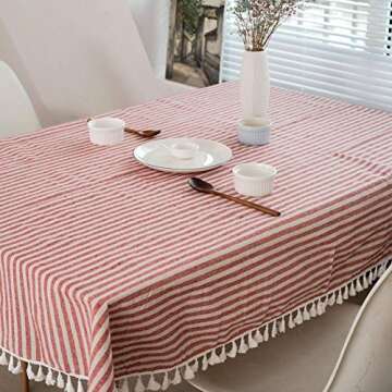 ColorBird Stripe Cotton Linen Tablecloth for Dining