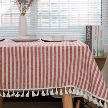 ColorBird Stripe Cotton Linen Tablecloth for Dining