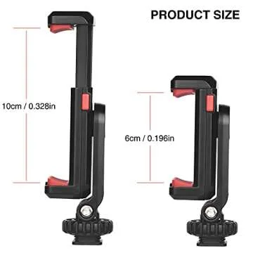 CAMOLO Cell Phone Tripod Mount Adapter Holder Phone Tripod Mount 2 Cold Shoe Camera Phone Hot Shoe Holder 360° Adjustable Rubber Pad Clip for iPhone Android Microphone LED Light Canon Sony DSLR