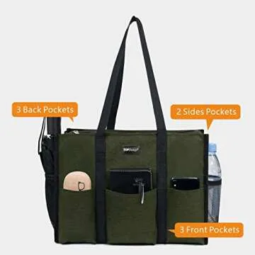 TOPDesign Water Resistant Tote Bag with 13 Pockets