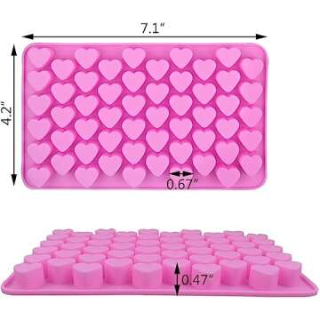 2 Pack Silicone Moulds for Wax Melts 55 Heart Mould Sweet Moulds Mini Candy Molds Silicone Shape for Love Chocolate Soap Ice Cube Tray Jelly Melts Gummy DIY