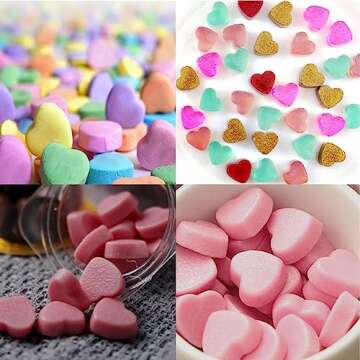 2 Pack Silicone Moulds for Wax Melts 55 Heart Mould Sweet Moulds Mini Candy Molds Silicone Shape for Love Chocolate Soap Ice Cube Tray Jelly Melts Gummy DIY