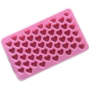 2 Pack Silicone Moulds for Wax Melts 55 Heart Mould Sweet Moulds Mini Candy Molds Silicone Shape for Love Chocolate Soap Ice Cube Tray Jelly Melts Gummy DIY