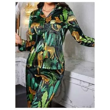 Chic Leopard Satin Pajama Set for Women - SOLY HUX