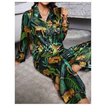 Chic Leopard Satin Pajama Set for Women - SOLY HUX