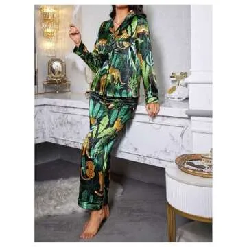 Chic Leopard Satin Pajama Set for Women - SOLY HUX