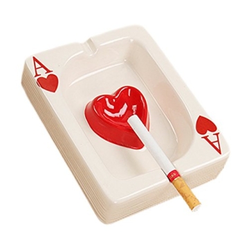 Creative Ceramic Cigarette Ashtray Tabletop Portable Modern Ashtrays Poker A Cigar Ashtray for Outdo...