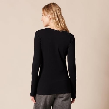 Amazon Essentials Women's Classic-Fit Long-Sleeve Crewneck T-Shirt (Available in Plus Size), Black, Small