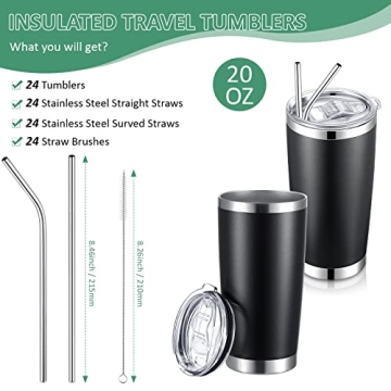 SEEWEY 24 Pack Insulated Travel Tumblers 20oz Stainless Steel