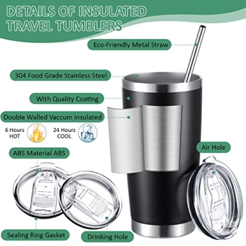 SEEWEY 24 Pack Insulated Travel Tumblers 20oz Stainless Steel