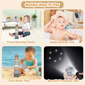 Flypear Stacking Cups Toy for Baby 6-12 Months, 8PCS Nesting Set for Toddler 1-3, Kids Bathing and Counting Stackable Game for Early Educational Learning, Birthday Gifts for Boys and Girls