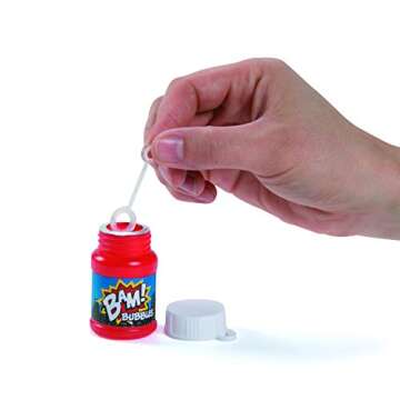Fun Express Plastic Action Packed Mini Bubble Bottles (2 Dozen) Superhero Party Supplies, Easter Bas...