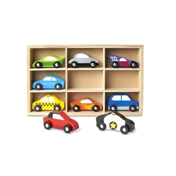 Melissa & Doug Wooden Cars Vehicle Set - Engaging Toy for Toddlers