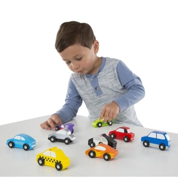 Melissa & Doug Wooden Cars Vehicle Set - Engaging Toy for Toddlers