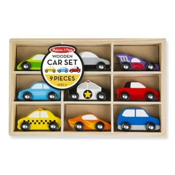 Melissa & Doug Wooden Cars Vehicle Set - Engaging Toy for Toddlers