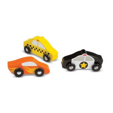 Melissa & Doug Wooden Cars Vehicle Set - Engaging Toy for Toddlers