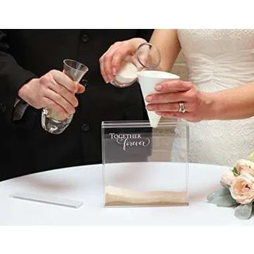 Lillian Rose W Acrylic Together Forever Unity Ceremony Set with 2 Containers of Colored Sand, 1.25", Clear