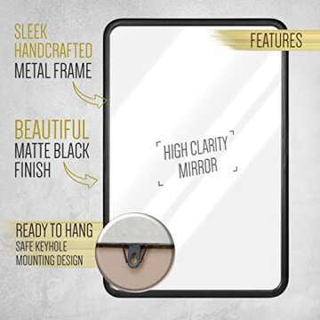HBCY Creations 20x30 Inch Rectangle Black Mirror Deep Frame Mirror, Black Vanity Mirror, Black Mirror for Bathroom, Matte Black Bathroom Mirror, Rectangle Mirror for Bathroom, Bathroom Mirror Black