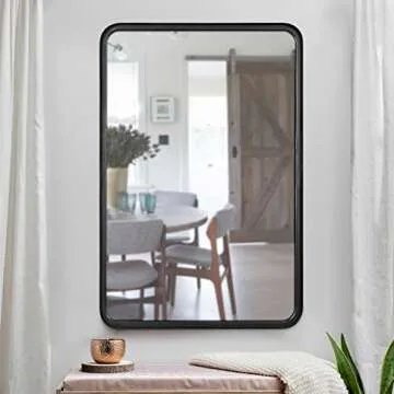 HBCY Creations 20x30 Inch Rectangle Black Mirror Deep Frame Mirror, Black Vanity Mirror, Black Mirror for Bathroom, Matte Black Bathroom Mirror, Rectangle Mirror for Bathroom, Bathroom Mirror Black