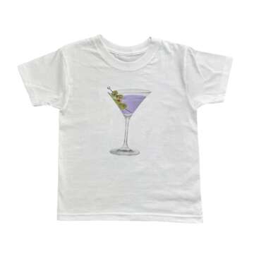 NUFIWI Womens Short Sleeve Graphic Baby Tees Y2k Martini Glass Print T Shirt White Crop Top E Girls Cute Aesthetic Clothes Summer(D Martini Purple,M)