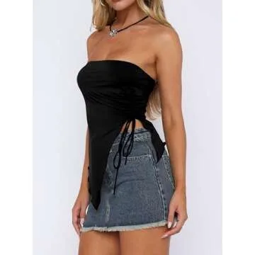 CSDAJIO Strapless Asymmetrical Tube Top for Women