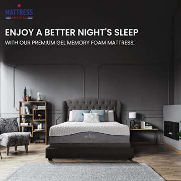 Queen Mattress America Revive Gel Memory Foam Mattress Fiberglass Free, 12 Inch , Queen