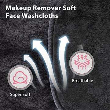 Makeup Remover Cloth, 6" x 6" Makeup Remover Towels Reusable Face Cloth for Washing Face, Makeup Remover Pads Microfiber Face Washcloth with Mesh Bag, 12 Pack, Grey
