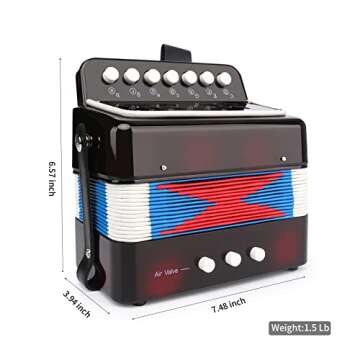 Kids 10-Key Button Accordion Lightweight Eco-Friendly Instrument